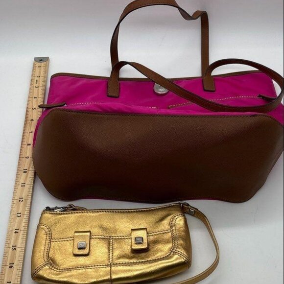 Michael Kors Kempton Hot Pink Nylon Tote Bag and Gold Mini Shoulder Bag Bundle - Picture 15 of 15